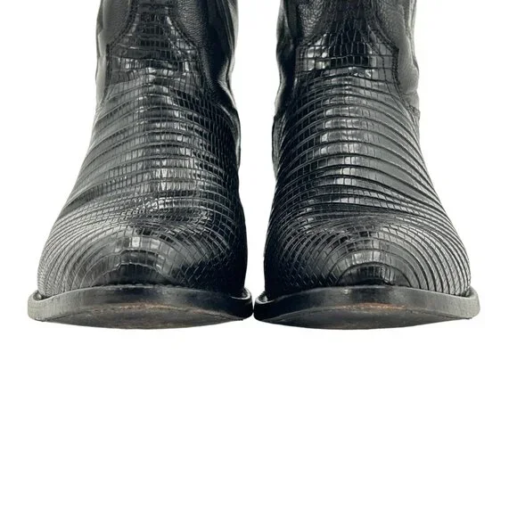 Vintage El Dorado Exotic Black Teju Lizard Cowboy Boots Mens size 9 Western 9550 - Picture 13 of 16